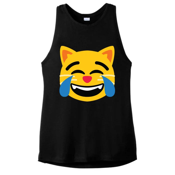 Emoticon Cat Face With Tears Of Joy Ladies Tri-Blend Wicking Tank