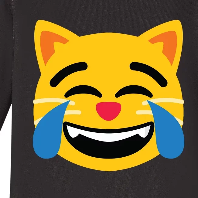 Emoticon Cat Face With Tears Of Joy Baby Long Sleeve Bodysuit