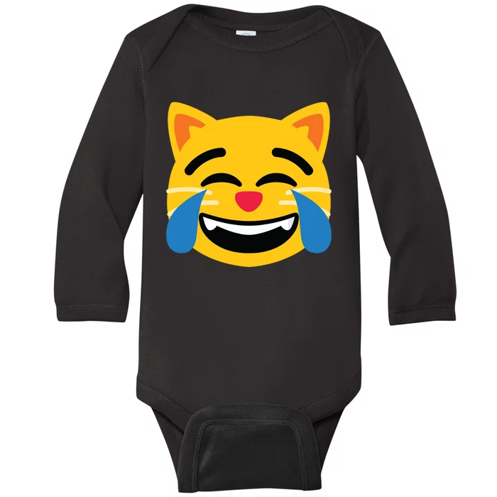 Emoticon Cat Face With Tears Of Joy Baby Long Sleeve Bodysuit