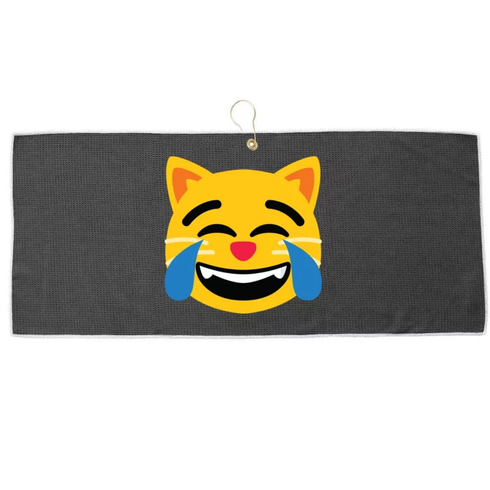 Emoticon Cat Face With Tears Of Joy Large Microfiber Waffle Golf Towel