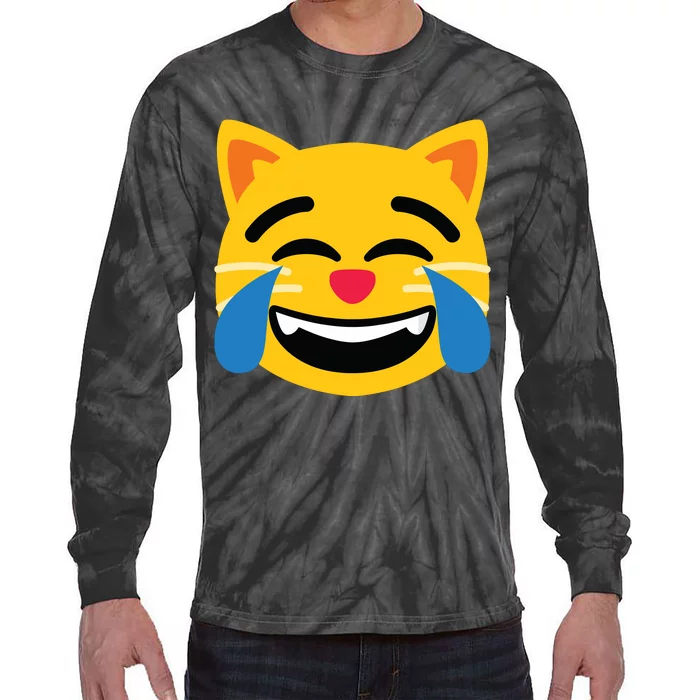 Emoticon Cat Face With Tears Of Joy Tie-Dye Long Sleeve Shirt