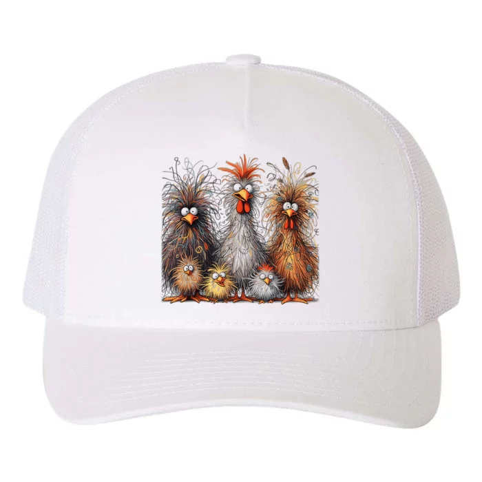 Eagerlys Colorful Funny Chicken Art Crazy Chicken Family Yupoong Adult 5-Panel Trucker Hat