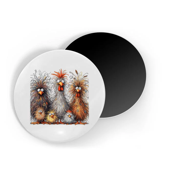 Eagerlys Colorful Funny Chicken Art Crazy Chicken Family Magnet