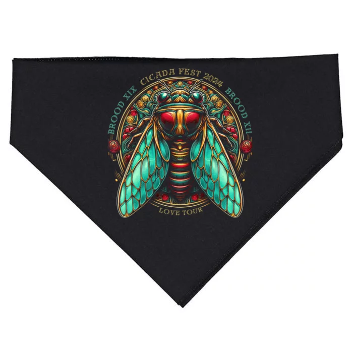 Entomology Cicada Fest 2024 Broods Xix & Xiii Love USA-Made Doggie Bandana