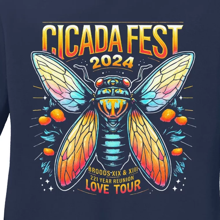 Entomology Cicada Fest 2024 Broods Xix & Xiii Love Tou.R Gift Ladies Long Sleeve Shirt