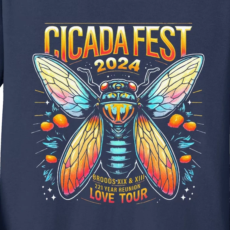 Entomology Cicada Fest 2024 Broods Xix & Xiii Love Tou.R Gift Kids Long Sleeve Shirt