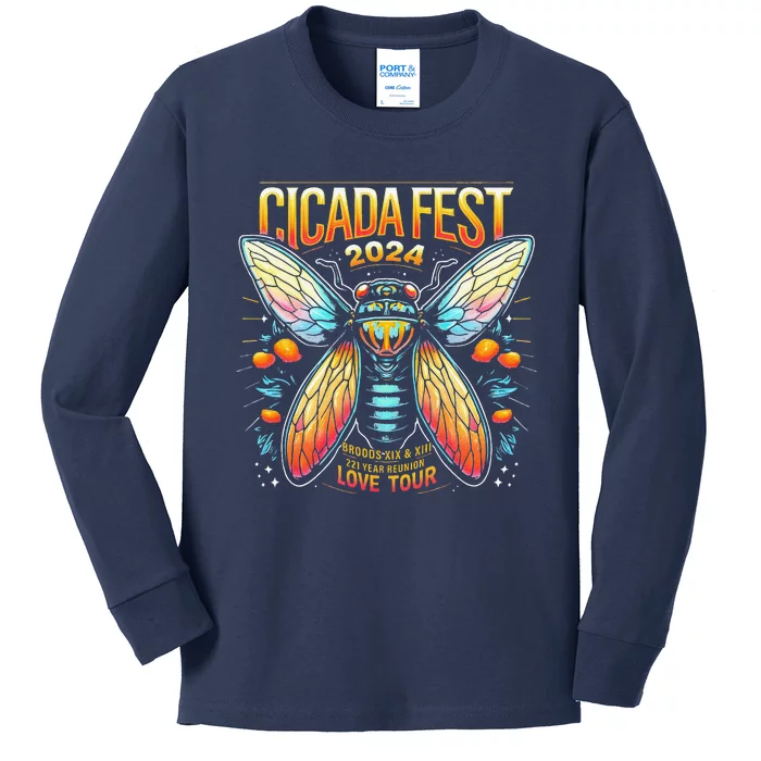 Entomology Cicada Fest 2024 Broods Xix & Xiii Love Tou.R Gift Kids Long Sleeve Shirt