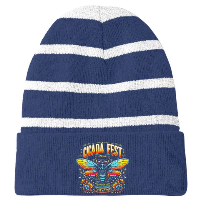 Entomology Cicada Fest 2024 Broods Xix & Xiii Love Tou.R Striped Beanie with Solid Band