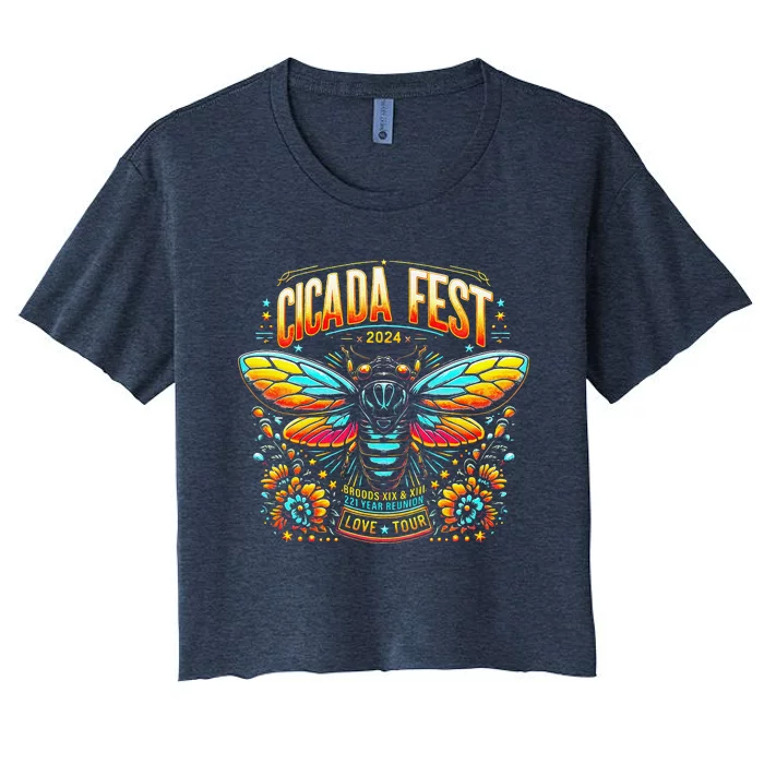 Entomology Cicada Fest 2024 Broods Xix & Xiii Love Tou.R Women's Crop Top Tee