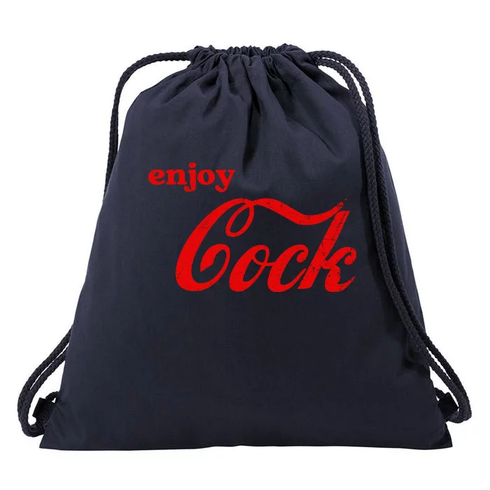 Enjoy Cock Funny Parody Logo Gift Drawstring Bag