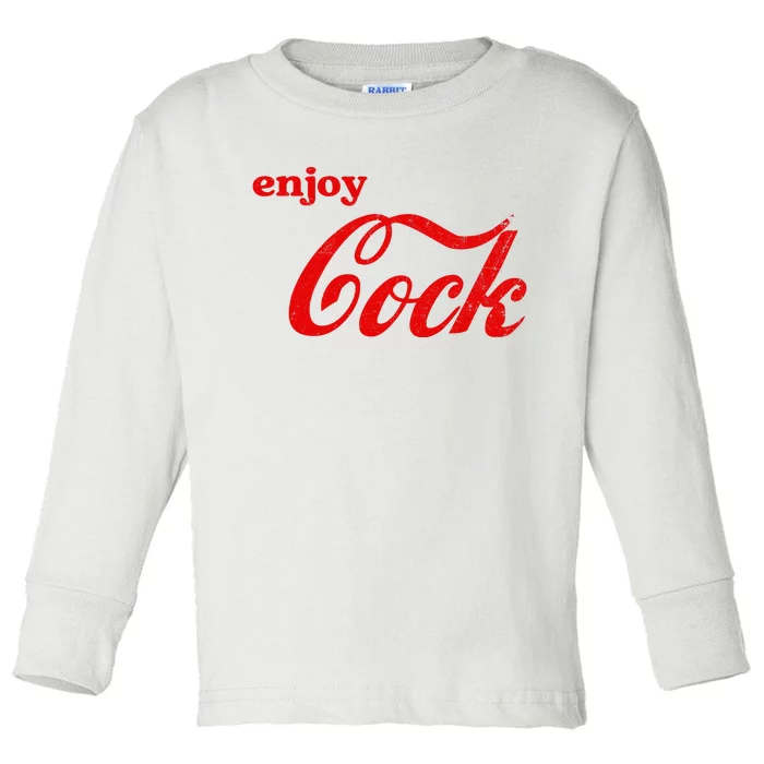 Enjoy Cock Funny Parody Logo Gift Toddler Long Sleeve Shirt