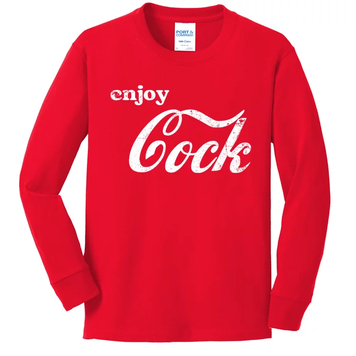 Enjoy Cock Funny Parody Logo Gift Kids Long Sleeve Shirt