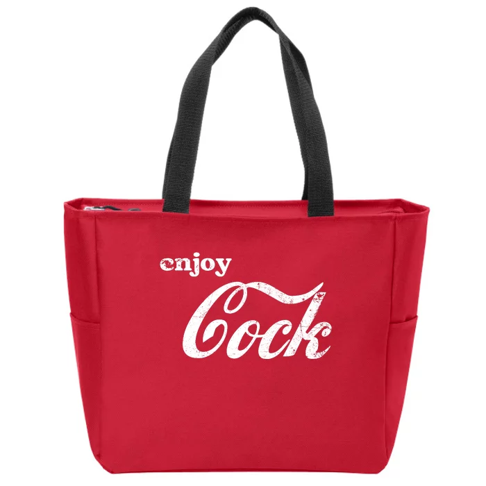 Enjoy Cock Funny Parody Logo Gift Zip Tote Bag