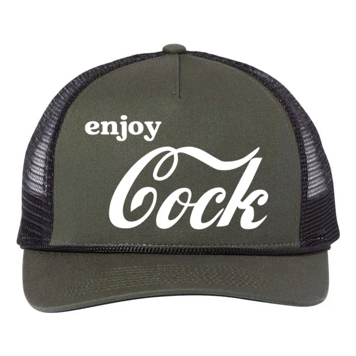 Enjoy Cock Funny Parody Logo Gift Retro Rope Trucker Hat Cap