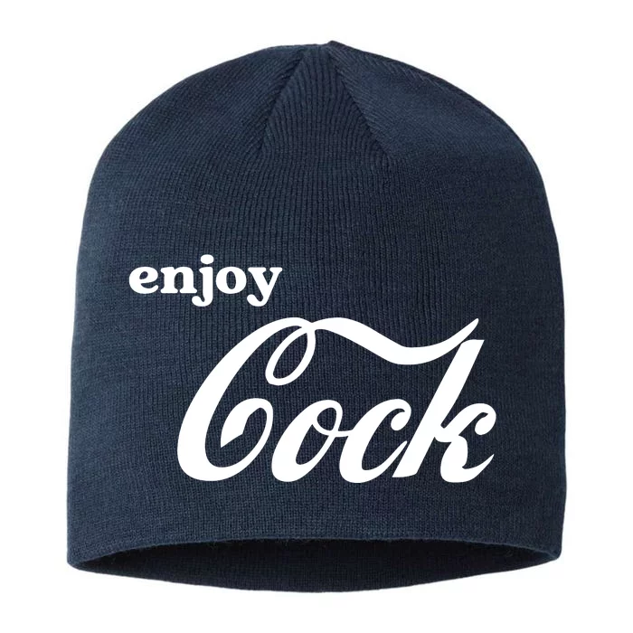 Enjoy Cock Funny Parody Logo Gift 8 1/2in Sustainable Knit Beanie