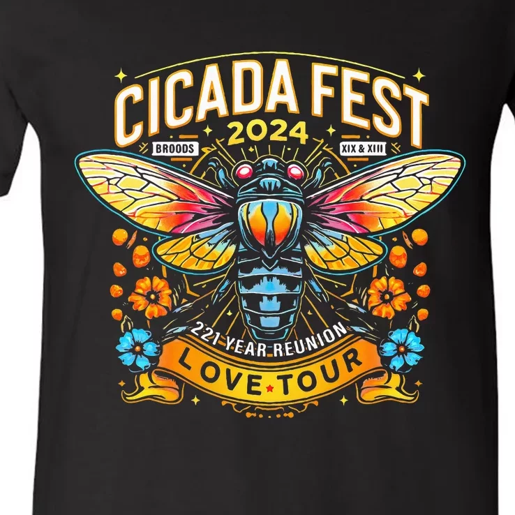 Entomology Cicada Fest 2024 Broods Xix & Xiii Love V-Neck T-Shirt