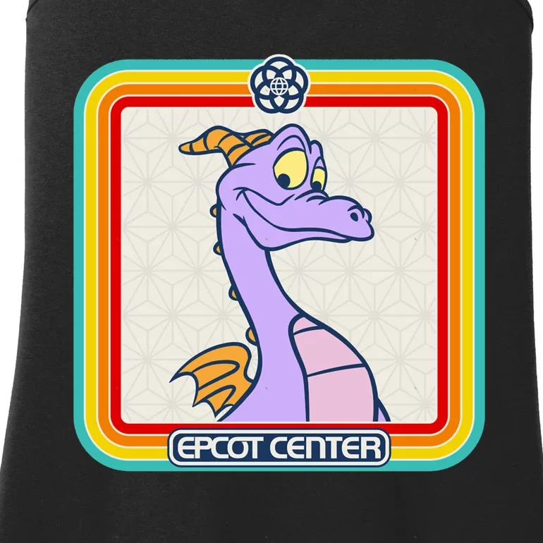 Epcot Center Figment Rainbow Stripe Frame Ladies Essential Tank