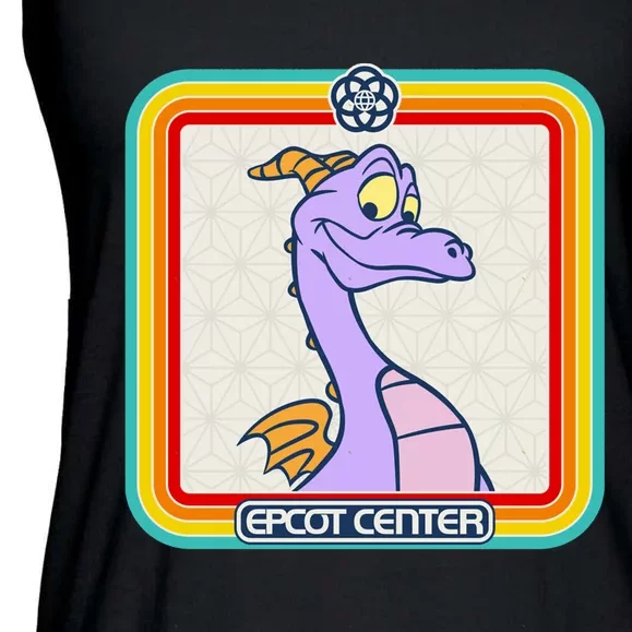 Epcot Center Figment Rainbow Stripe Frame Ladies Essential Flowy Tank