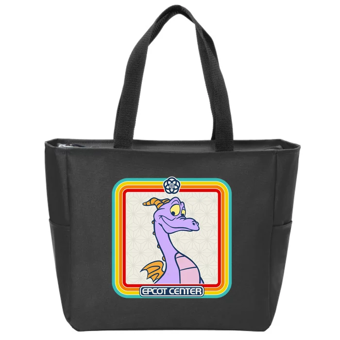 Epcot Center Figment Rainbow Stripe Frame Zip Tote Bag