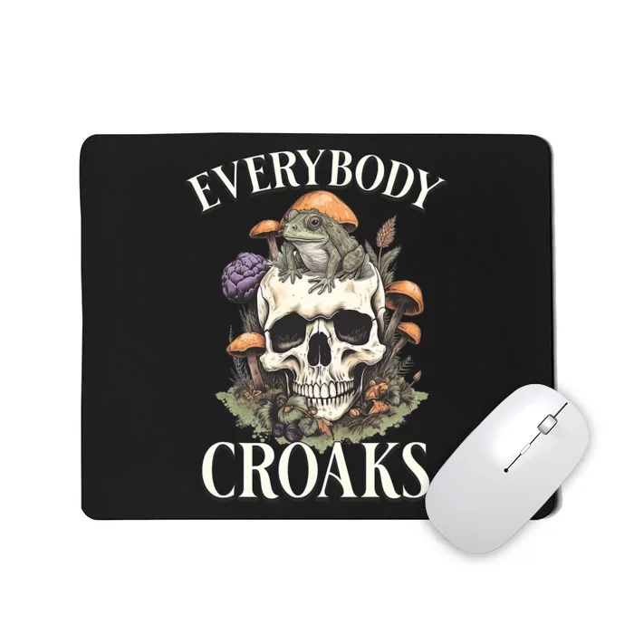 Everybody Croaks Funny Cottacore Frog Mushroom Skull Witch Mousepad