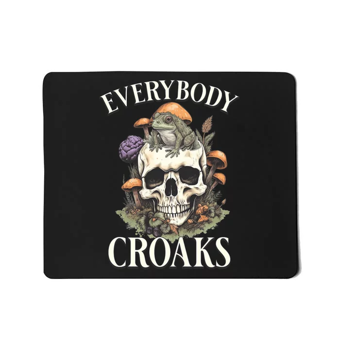 Everybody Croaks Funny Cottacore Frog Mushroom Skull Witch Mousepad