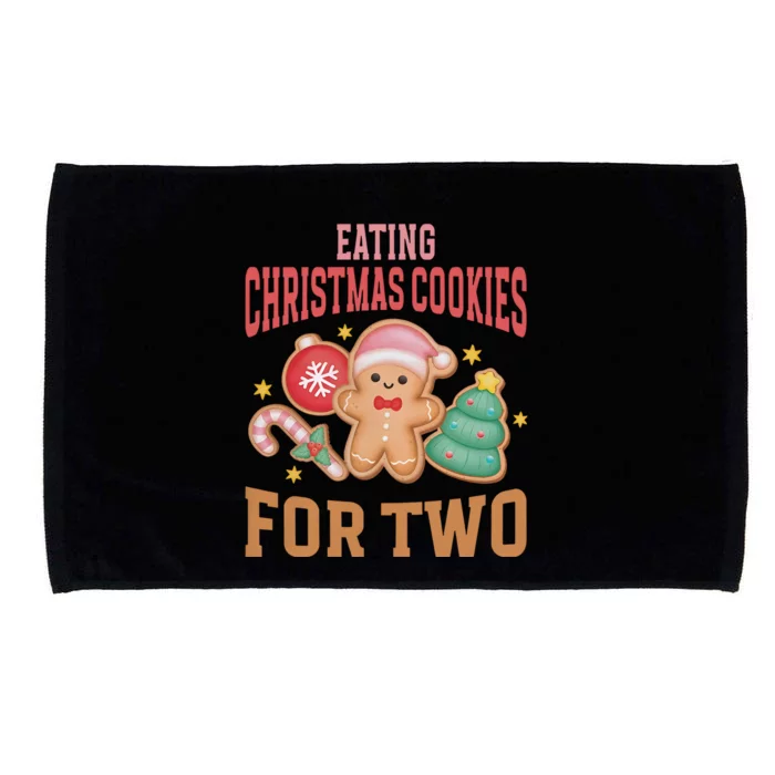 Eating Cookies For Two Pregnancy Announcement Christmas Microfiber Hand Towel