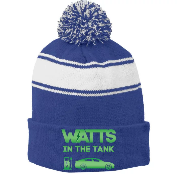 Electric Car Graphic Ev Green Energy Earth Day Save Planet Cool Gift Stripe Pom Pom Beanie