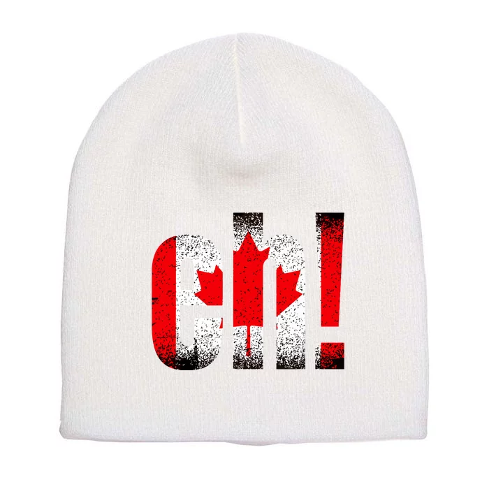 Eh Canada Gift Flag Canada Pride Vintage Maple Leaf Short Acrylic Beanie