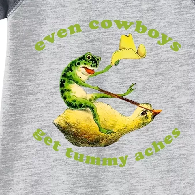 Even Cowboys Get Tummy Aches Frog Wearing Cowboy Hat Infant Baby Jersey Bodysuit