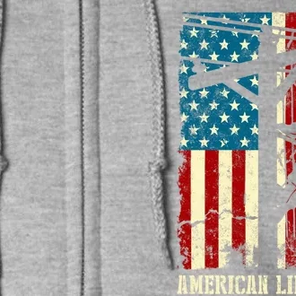 Electric Cable Gift Lineman American Flag Full Zip Hoodie