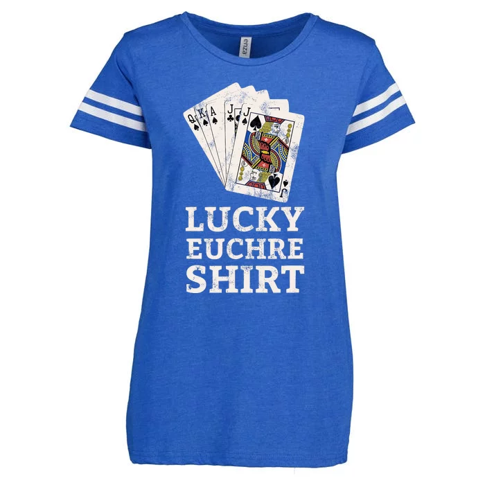 Euchre Card Game Player Lucky Euchre Tournament Vintage Enza Ladies Jersey Football T-Shirt