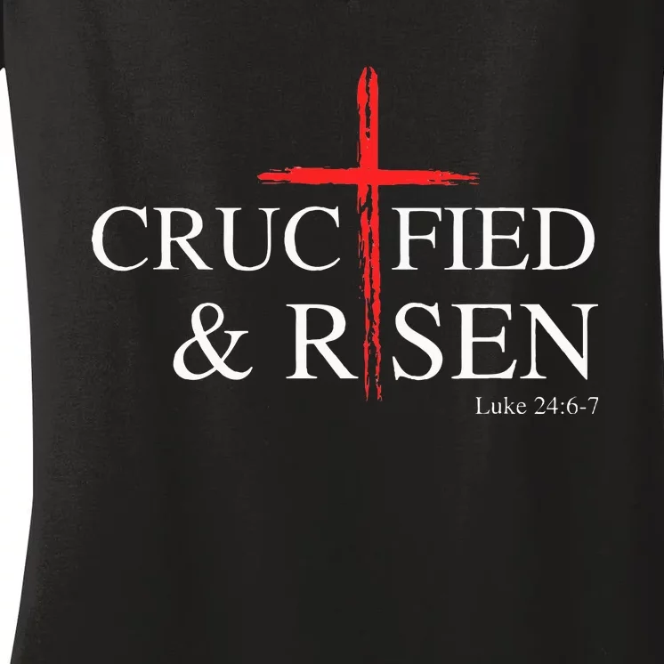 Easter Christian He Is Risen Sun Resurrection Women's V-Neck T-Shirt