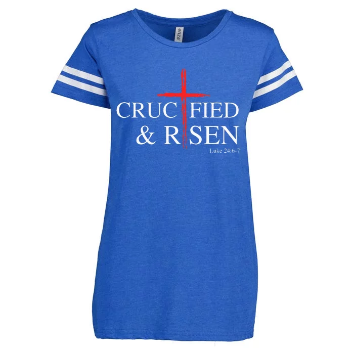 Easter Christian He Is Risen Sun Resurrection Enza Ladies Jersey Football T-Shirt