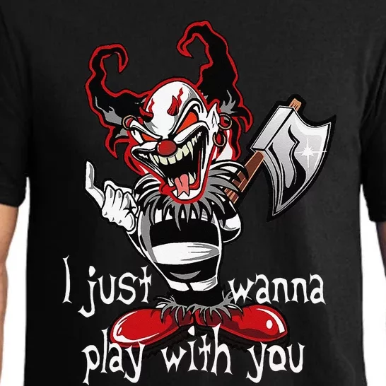 Evil Clown Horror Killer I Just Wanna Play Scary Halloween Pajama Set