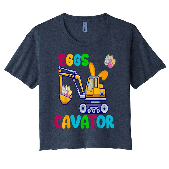 Eggs Cavator Happy Easter Funny Excavator Hunting Egg Women's Crop Top Tee