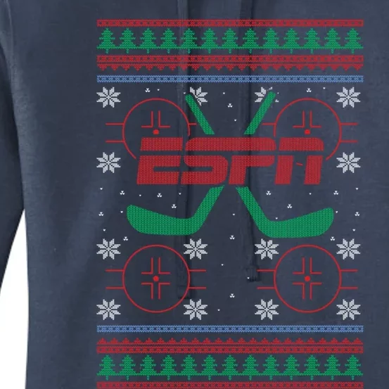 Espn Christmas Hockey Pattern Ugly Sweater Gift Women's Pullover Hoodie