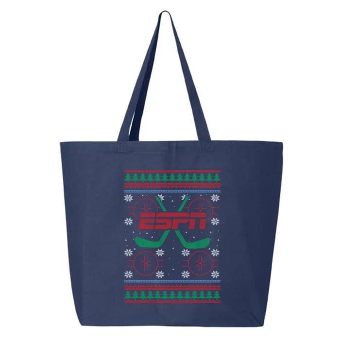 Espn Christmas Hockey Pattern Ugly Sweater Gift 25L Jumbo Tote