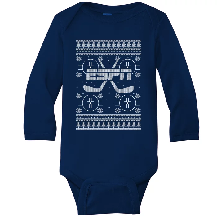 Espn Christmas Hockey Simple Pattern Ugly Sweater Great Gift Baby Long Sleeve Bodysuit