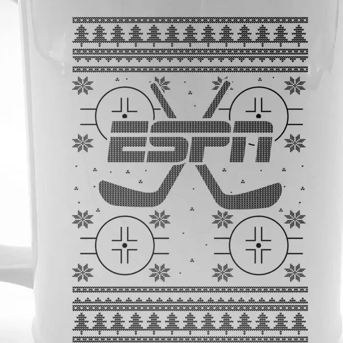 Espn Christmas Hockey Simple Pattern Ugly Sweater Great Gift Front & Back Beer Stein