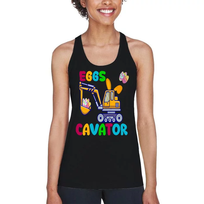 Eggs Cavator Happy Easter Funny Excavator Hunting Egg Women's Racerback Tank