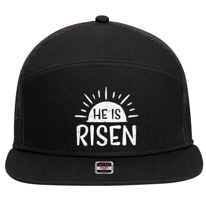 Easter Christian He Is Risen Sun Resurrection 7 Panel Mesh Trucker Snapback Hat