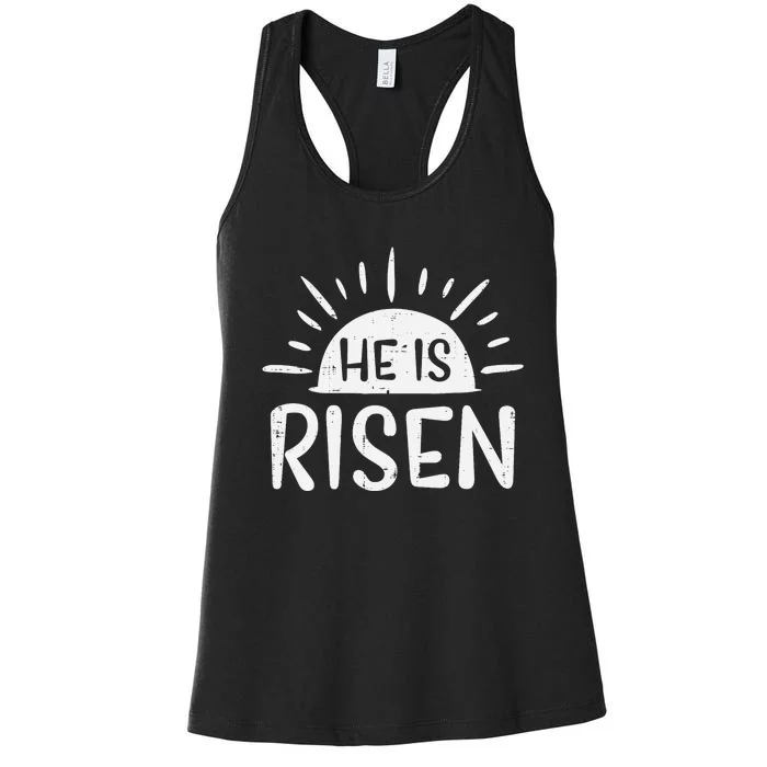 Easter Christian He Is Risen Sun Resurrection Women's Racerback Tank