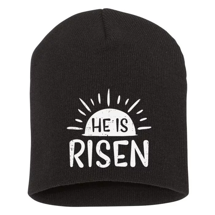 Easter Christian He Is Risen Sun Resurrection Short Acrylic Beanie