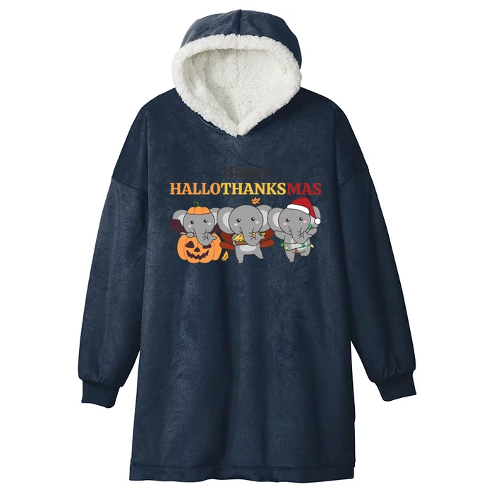 Elephant Christmas Halloween Costume Happy Hallothanksmas Gift Hooded Wearable Blanket