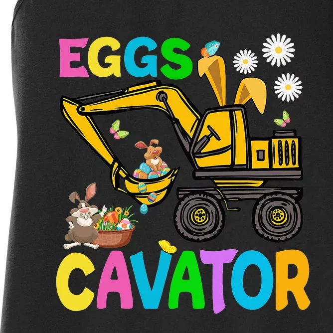 Eggs Cavator Happy Easter Excavator Hunting Egg Funny Women's Racerback Tank