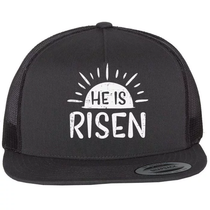 Easter Christian He Is Risen Sun Resurrection Flat Bill Trucker Hat