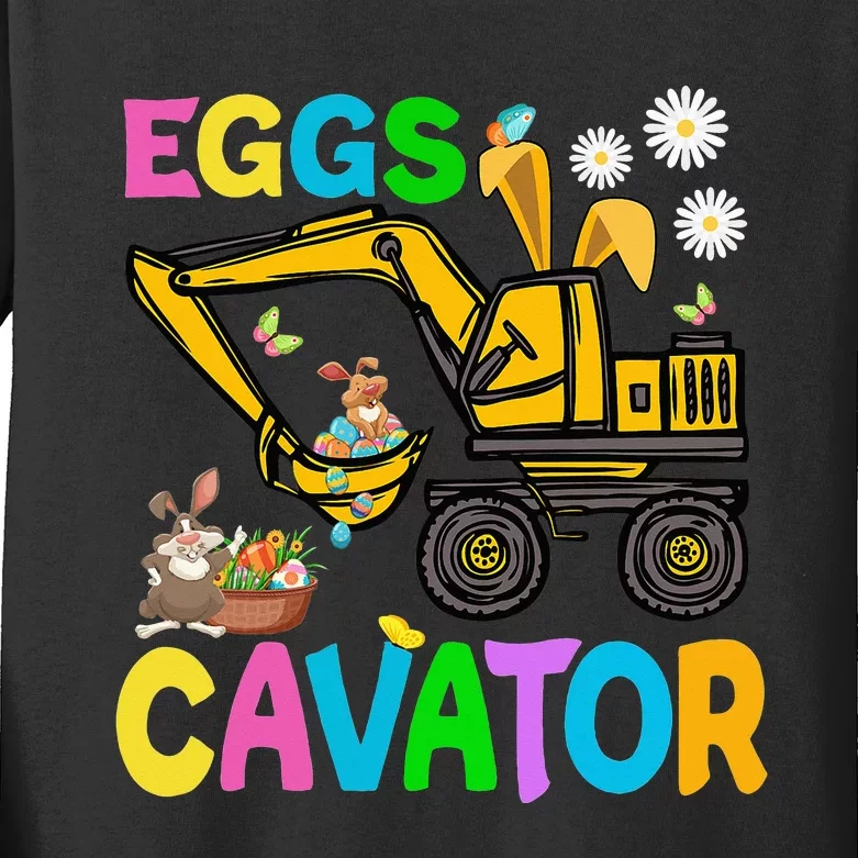 Eggs Cavator Happy Easter Excavator Hunting Egg Kids Long Sleeve Shirt