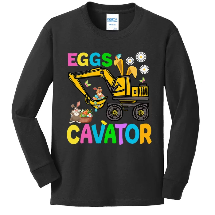 Eggs Cavator Happy Easter Excavator Hunting Egg Kids Long Sleeve Shirt