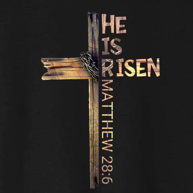 Easter Christian He Is Risen Sun Resurrection Women's Crop Top Tee