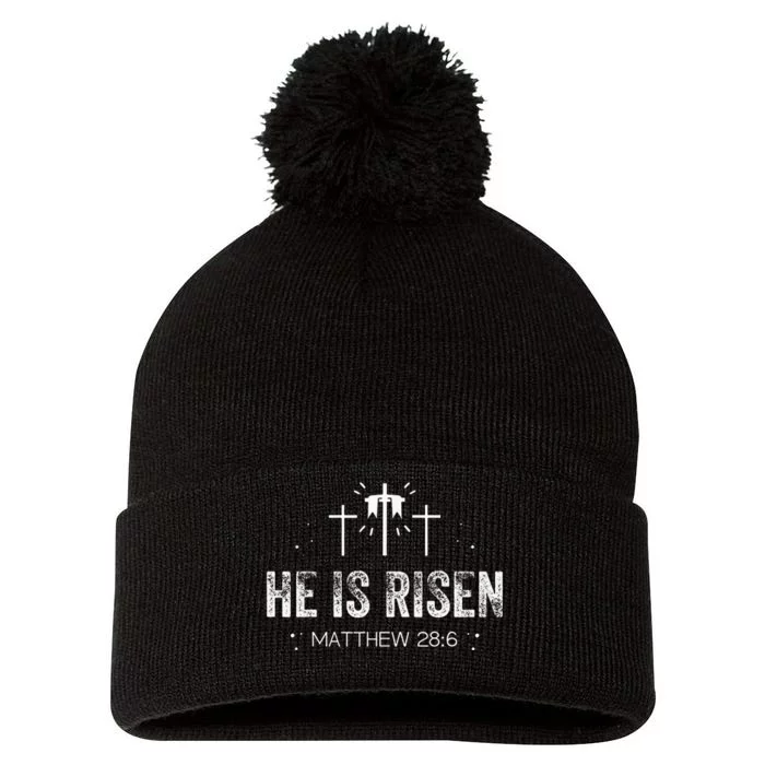 Easter Christian He Is Risen Sun Resurrection Pom Pom 12in Knit Beanie